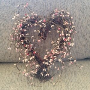 Floral HEART SHAPED Wreath with Pink and White Accents